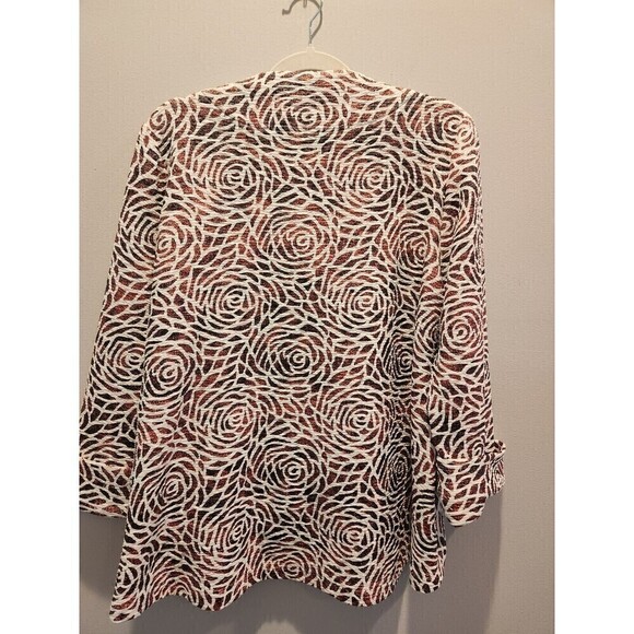 IC By Connie K Jacket Asymmetrical Hem 3/4 Cuffed Sleeve One Button Sz L Floral - Picture 5 of 10